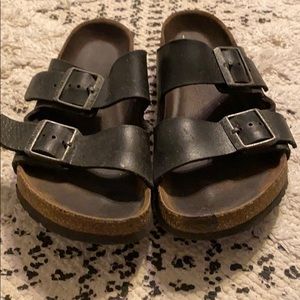 Black leather Birkenstock’s